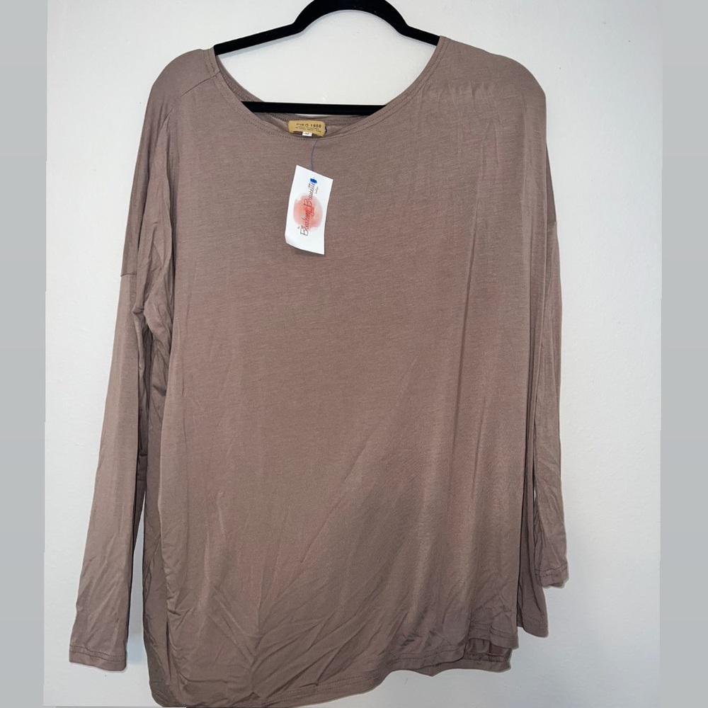 Taupe Long Sleeve Piko - size Medium